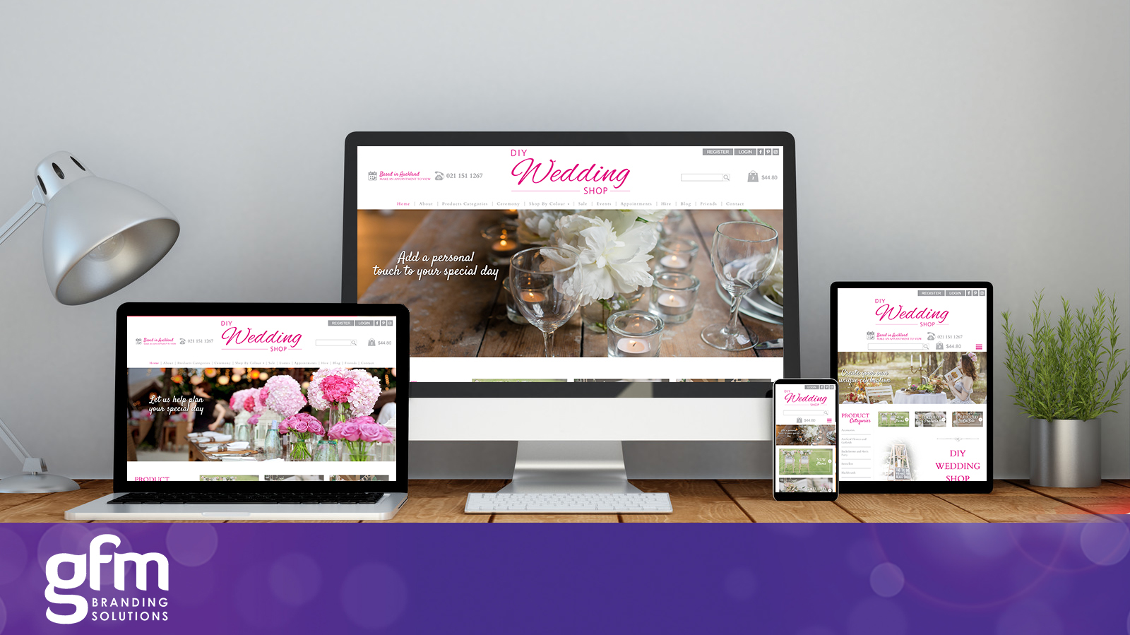 DIY Wedding Shop fully responsive website design on multiple screens