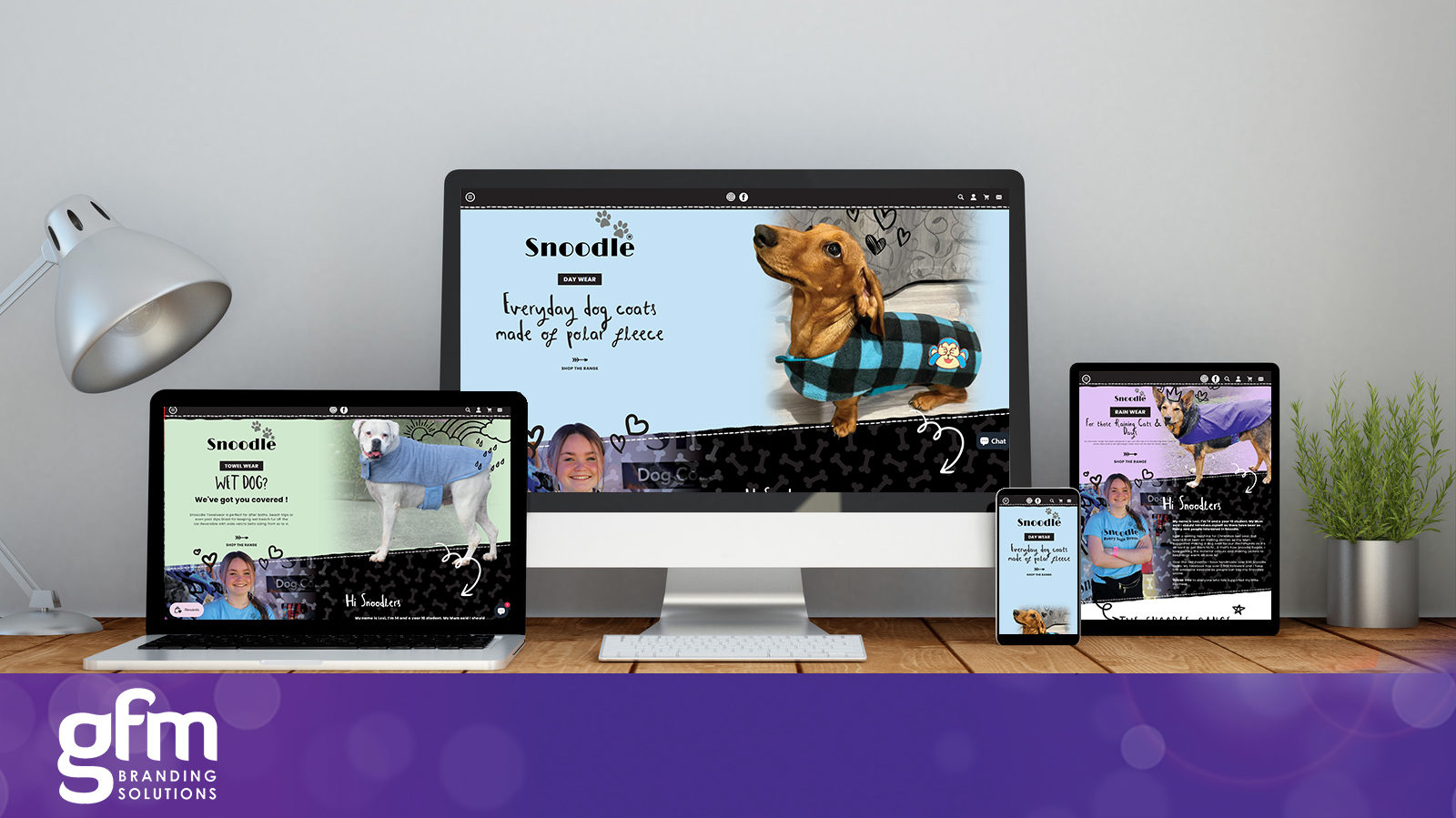 Snoodle fully responsive website design on multiple screens