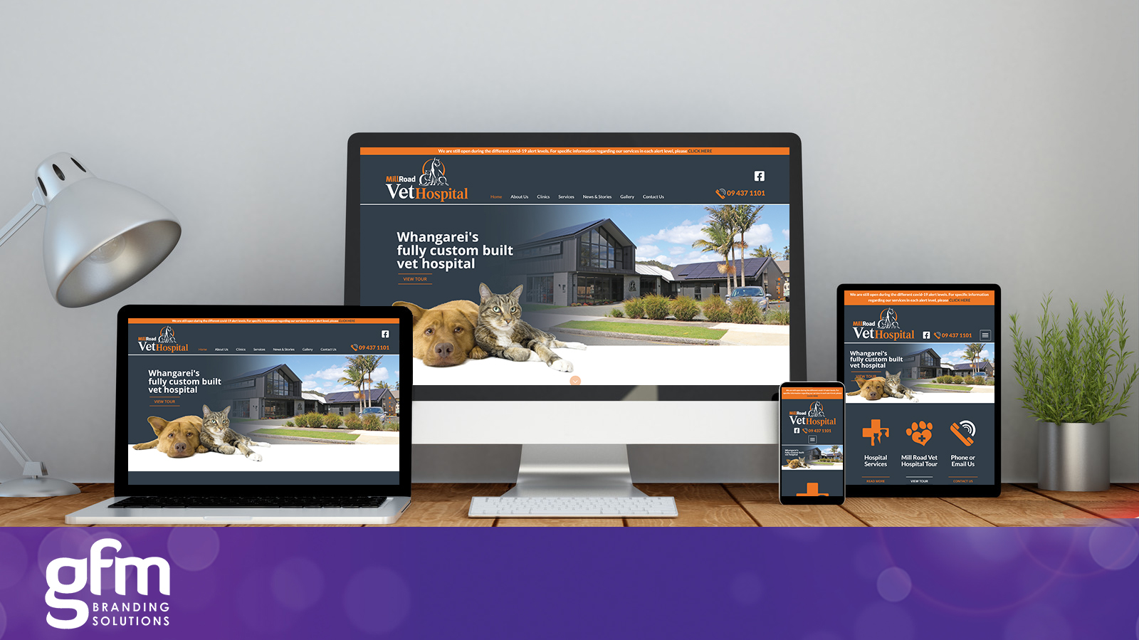 Mill Road Vets fully responsive website design on multiple screens