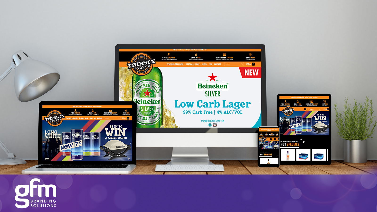 Thirsty liquor fully responsive website design on multiple screens