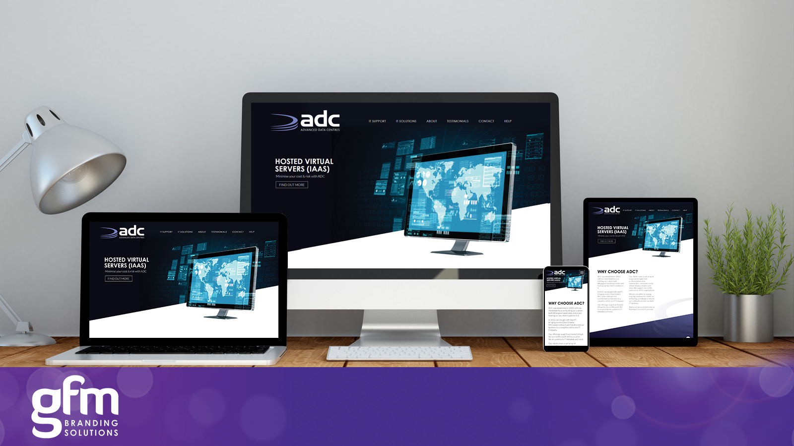 Advance Data Centre fully responsive website design on multiple screens