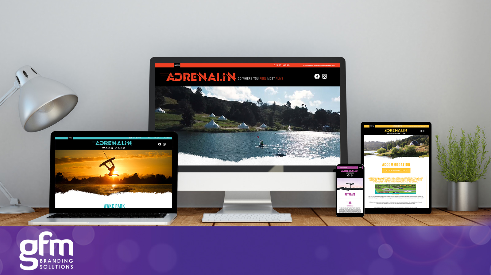 Adrenalin Adventure Park fully responsive website design on multiple screens