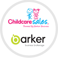 Childcare sales powered by barker business logo and Barker business brokerage logo